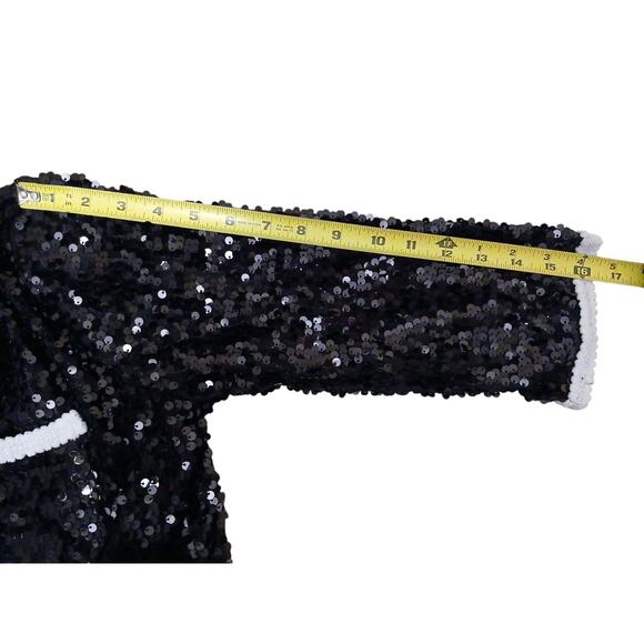 IMAN Global Chic Rock The Runway Sensational Sequin Blazer Jacket Sz Large Black - Picture 13 of 16